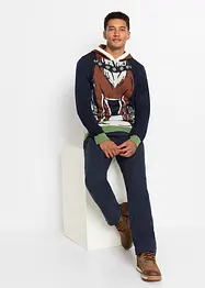 Pull à capuche avec motif de Noël en polyester recyclé, bonprix