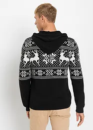 Pull coton motif norvégien à capuche, bonprix