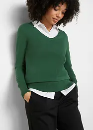 Pull col en V en fine maille, bonprix