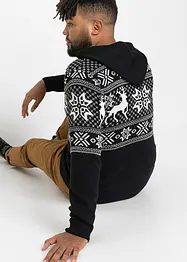 Pull coton motif norvégien à capuche, bonprix