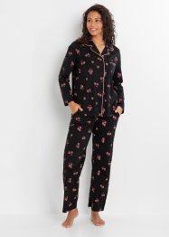 Pyjama avec patte de boutonnage et masque de nuit, bpc bonprix collection