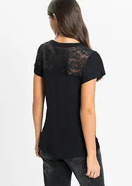 T-shirt col Henley avec dentelle en viscose, bonprix