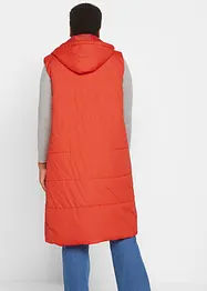 Gilet long sans manches matelassé avec capuche et fentes latérales, bonprix