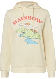 Sweat-shirt à capuche imprimé en coton, RAINBOW