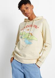 Sweat-shirt à capuche imprimé en coton, RAINBOW