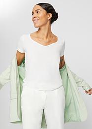 T-shirt côtelé avec décolleté cœur, bpc bonprix collection
