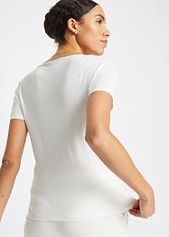 T-shirt côtelé avec décolleté cœur, bpc bonprix collection