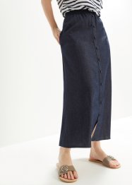 Jupe en jean légère avec lin minoritaire, taille élastiquée et poches, bpc bonprix collection