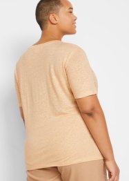 T-shirt décontracté en lin avec col rond, bpc bonprix collection
