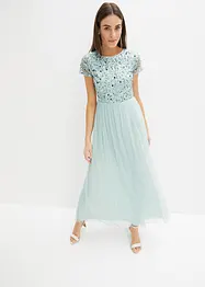 Robe longue avec paillettes appliquées, bonprix