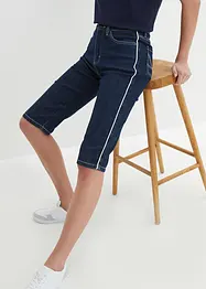 Bermuda slim en jean, taille haute, longueur genou, bonprix