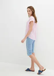 Bermuda slim en jean, taille haute, longueur genou, bonprix