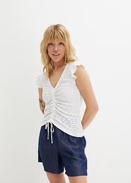 T-shirt froncé avec dentelle ajourée, RAINBOW