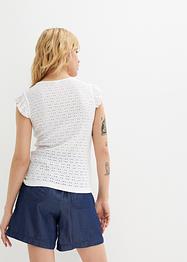 T-shirt froncé avec dentelle ajourée, RAINBOW