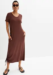 Robe midi en jersey de viscose avec poches et base froncée, bonprix