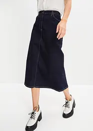 Jupe midi en jean extensible légèrement évasée avec taille confortable, bpc bonprix collection