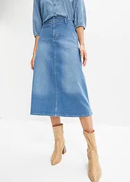 Jupe en jean extensible, longueur midi, bonprix