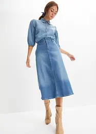 Jupe en jean extensible, longueur midi, bonprix