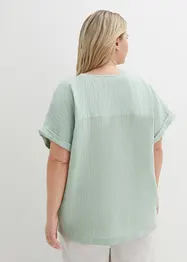 Blouse en mousseline avec patte de boutonnage et poche, bonprix