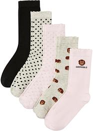 Lot de 5 paires de chaussettes avec bord ondulé avec coton, bpc bonprix collection