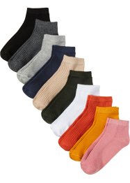 Lot de 10 paires de chaussettes courtes en structure côtelée avec coton, bpc bonprix collection