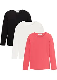 Lot de 3 T-shirts manches longues fille, bpc bonprix collection