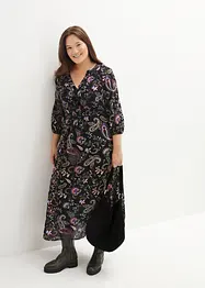 Robe longue froissée en coton avec smocks, bpc bonprix collection