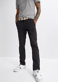 Pantalon chino extensible Regular Fit coupe confort pour le ventre avec ceinture, Straight, bpc bonprix collection