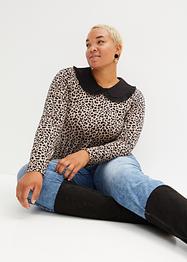 T-shirt léopard avec col, BODYFLIRT