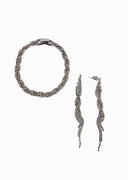 Bracelet, boucles d'oreilles (Ens. 3 pces.), bpc bonprix collection