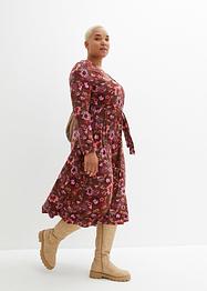 Robe en jersey avec décolleté en V et lien à nouer, bpc bonprix collection