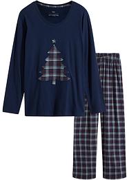 Pyjama avec application et pantalon tissé en flanelle, bpc bonprix collection