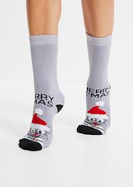 Lot de 2 paires de chaussettes thermo avec pompons et yeux, avec carte cadeau, bpc bonprix collection