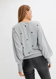 Pull avec cœurs brodés, bonprix