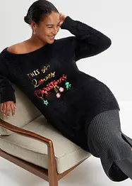 Pull épaules dégagées avec motif de Noël, bonprix