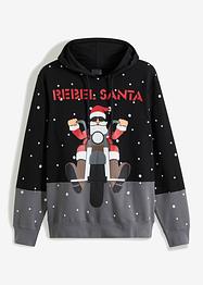 Sweat à capuche en coton bio avec motif de Noël, RAINBOW