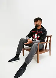 Sweat à capuche en coton bio avec motif de Noël, bonprix