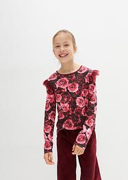 T-shirt manches longues fille avec volants, bpc bonprix collection