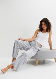 Pyjama composé d'un débardeur court côtelé et d'un pantalon tissé en Chambray, bpc bonprix collection