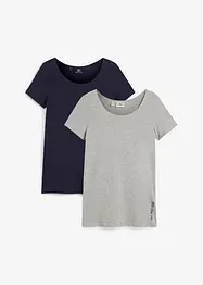 Lot de 2 T-shirts longs avec inscription, bonprix