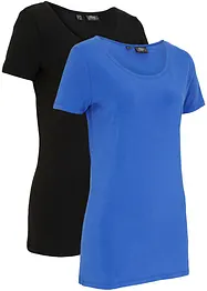 Lot de 2 T-shirts longs avec inscription, bonprix