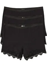 Lot de 3 boxers femme en coton léger avec dentelle, bonprix