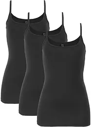 Lot de 3 tops à fines bretelles 100% coton, bonprix
