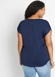 Blouse manches courtes ample en satin avec épaules descendues, bonprix