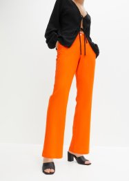 Pantalon en lin majoritaire taille haute et empiècement élastique, bpc bonprix collection
