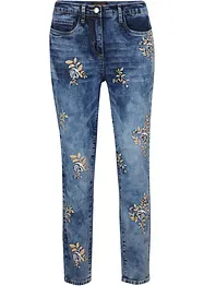 Jean slim à broderie florale, bonprix