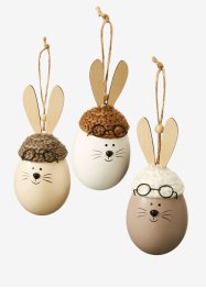 Lot de 3 figurines déco œuf en forme de lapin, bpc living bonprix collection