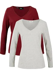 Lot de 2 T-shirts manches longues près du corps, bonprix