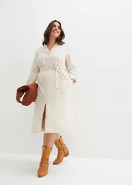 Robe en lin à poches et manches 3/4 à retrousser, bonprix