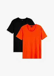 Lot de 2 T-shirts longs à col profond en coton, bpc bonprix collection